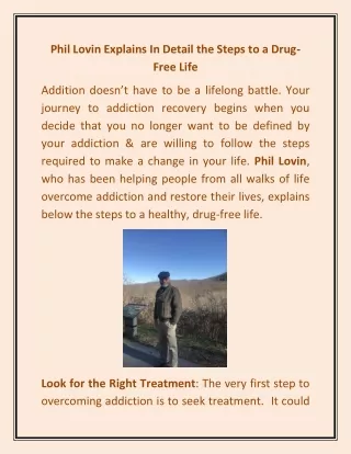 Phil Lovin Explains In Detail the Steps to a Drug-Free Life