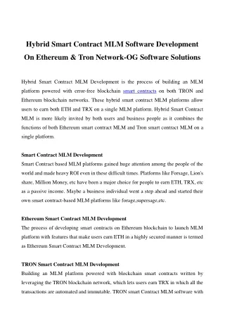 hybrid smart contract mlm software development