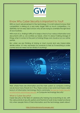 Know Why Cyber Security is Important to You?