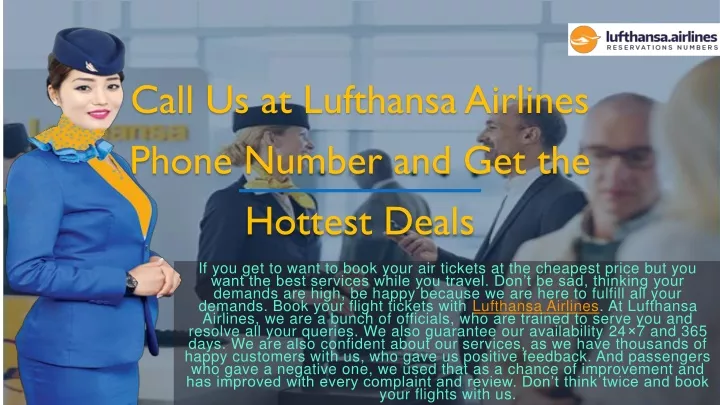call us at lufthansa airlines phone number and get the hottest deals