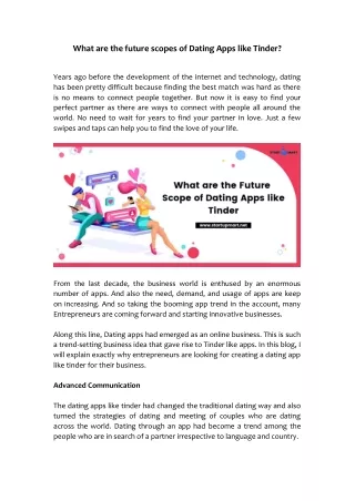 what are the future scopes of dating apps like