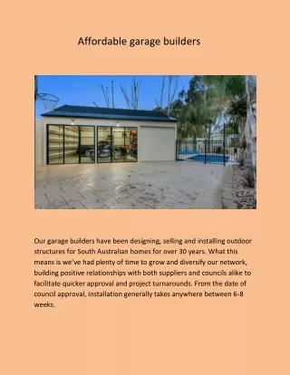 Affordable garage builders