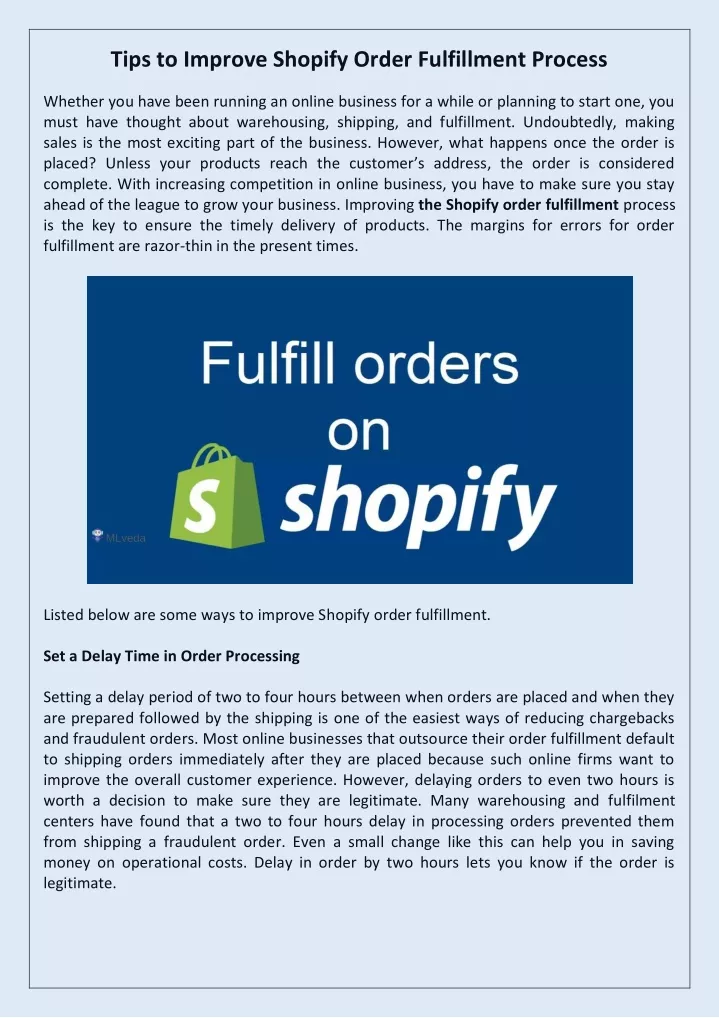 tips to improve shopify order fulfillment process