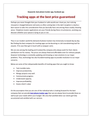 Tracking apps at the best price guaranteed