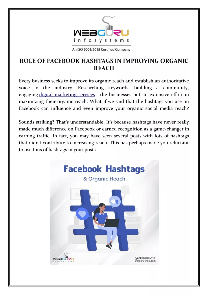 role of facebook hashtags in improving organic
