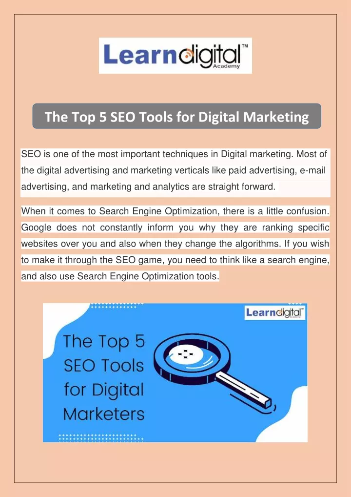 the top 5 seo tools for digital marketing