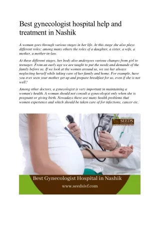 Best gynecologist hospital help and treatment in Nashik