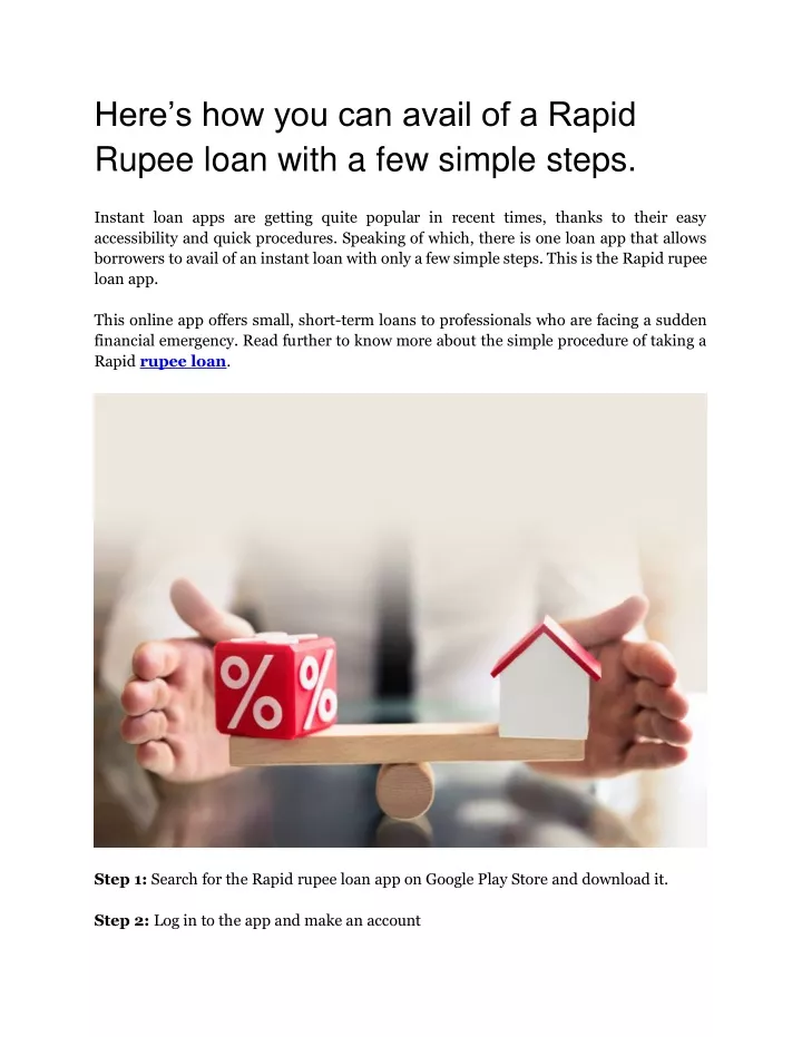 here s how you can avail of a rapid rupee loan