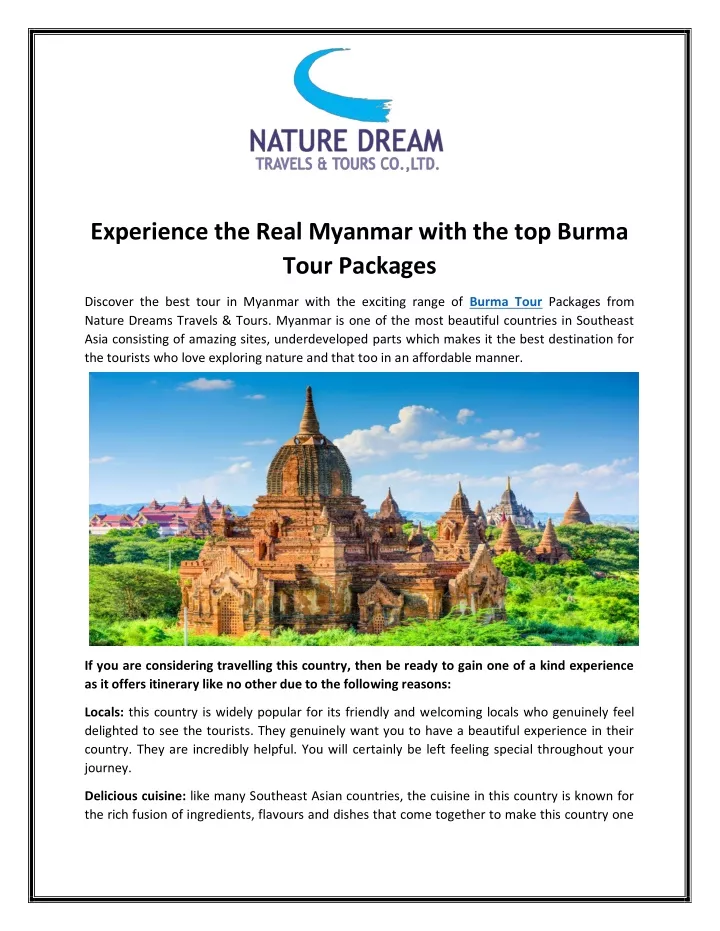 experience the real myanmar with the top burma