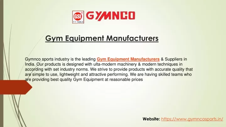 gym equipment manufacturers