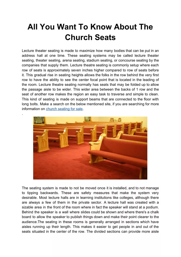 all you want to know about the church seats