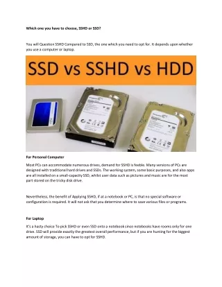 Which one you have to choose, SSHD or SSD?