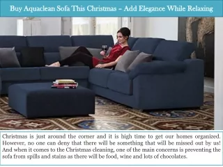 Buy Aquaclean Sofa this Christmas – Add Elegance While Relaxing