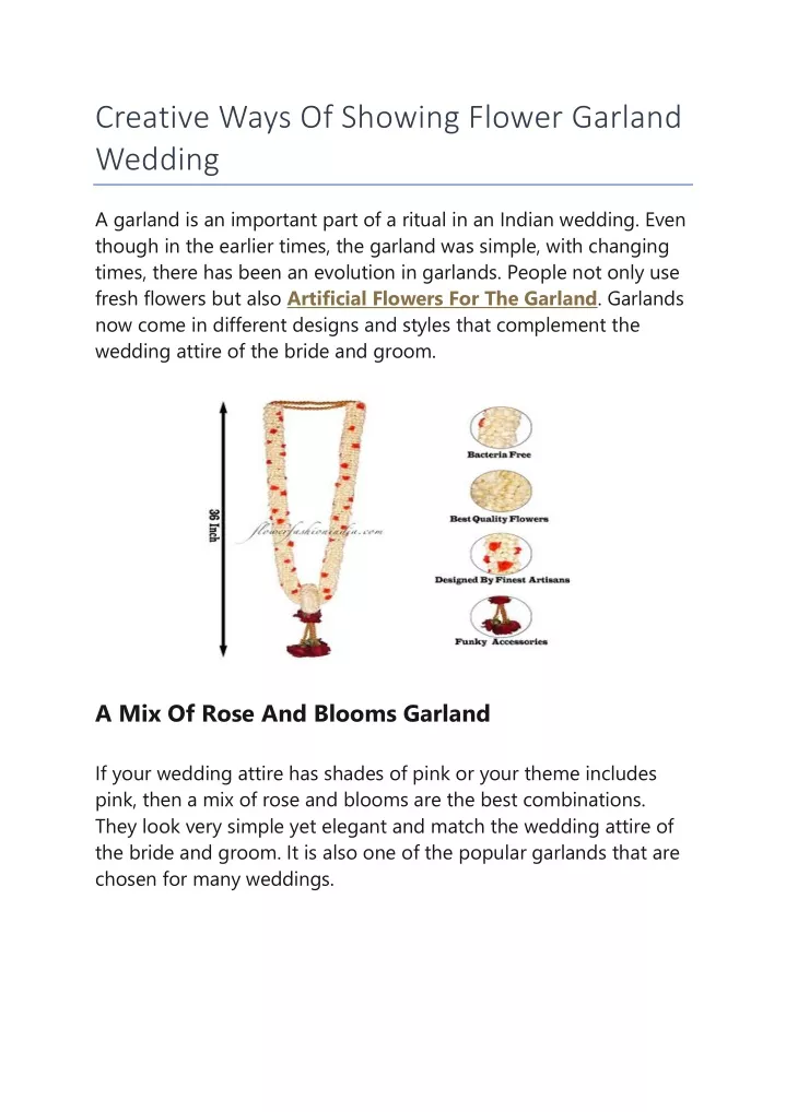 creative ways of showing flower garland wedding