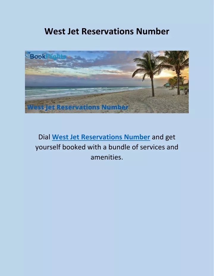 west jet reservations number