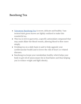 Benefits of Taiwanese Baozhong Tea