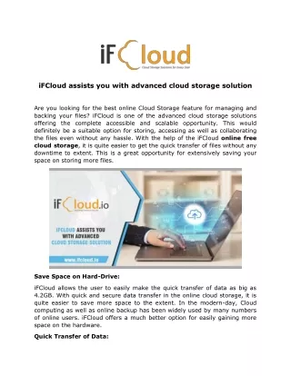 ifcloud assists you with advanced cloud storage