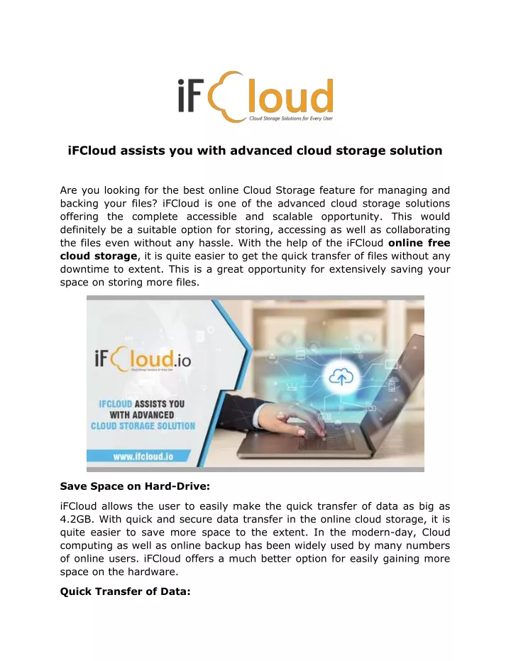 ifcloud assists you with advanced cloud storage