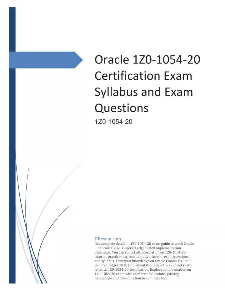 oracle 1z0 1054 20 certification exam syllabus