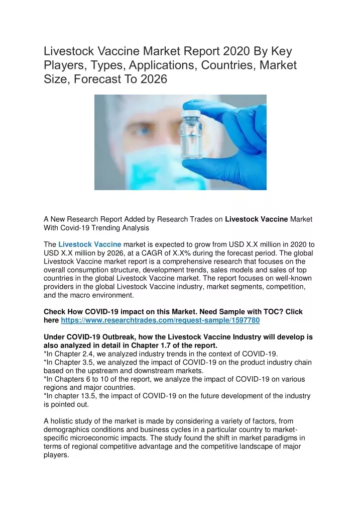 livestock vaccine market report 2020
