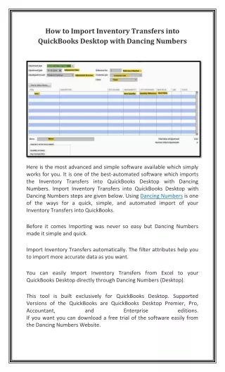 how to import inventory transfers into quickbooks