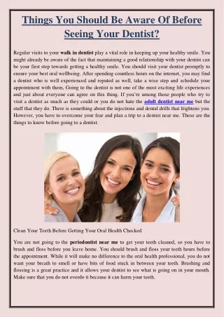 things you should be aware of before seeing your