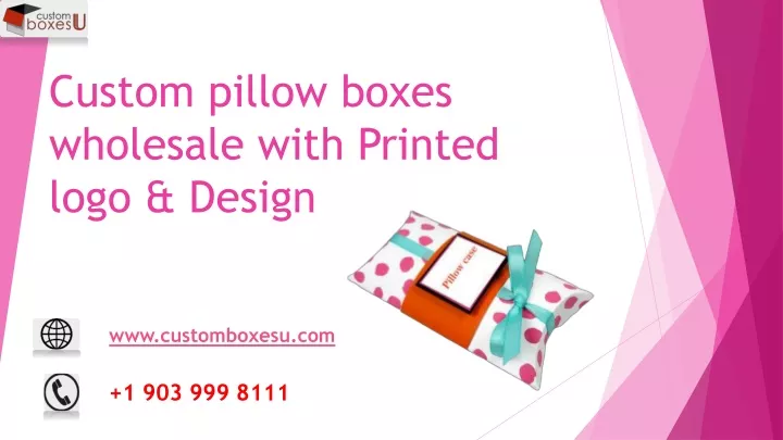 custom pillow boxes wholesale with printed logo design