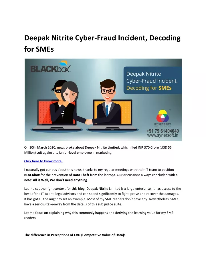 deepak nitrite cyber fraud incident decoding