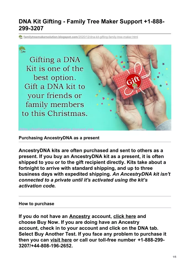 dna kit gifting family tree maker support