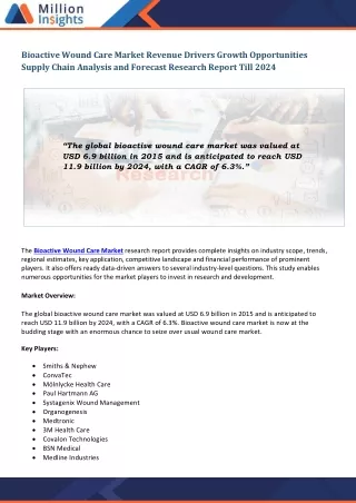 bioactive wound care market revenue drivers