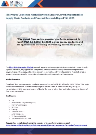 fiber optic connector market revenue drivers