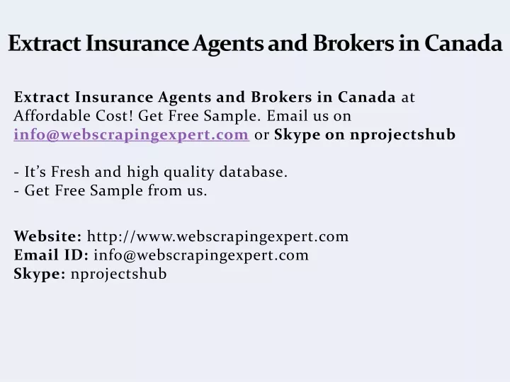 extract insurance agents and brokers in canada