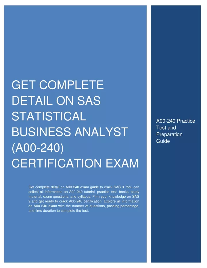 get complete detail on sas statistical business