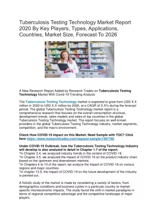 tuberculosis testing technology market report
