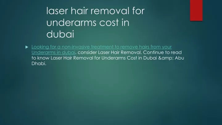 laser hair removal for underarms cost in dubai