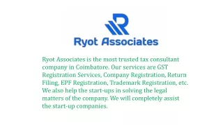 GST Registration in Coimbatore | Ryot Associates