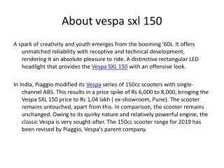 about vespa sxl 150