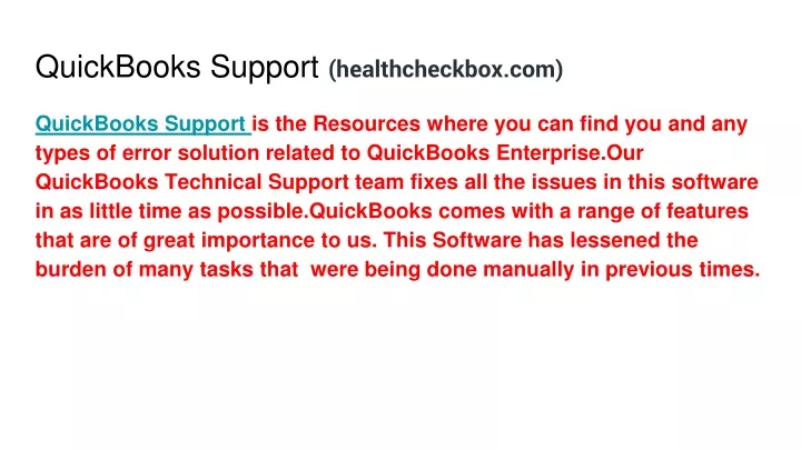 quickbooks support healthcheckbox com