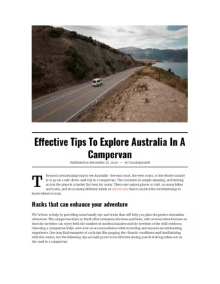 Effective Tips To Explore Australia In A Campervan
