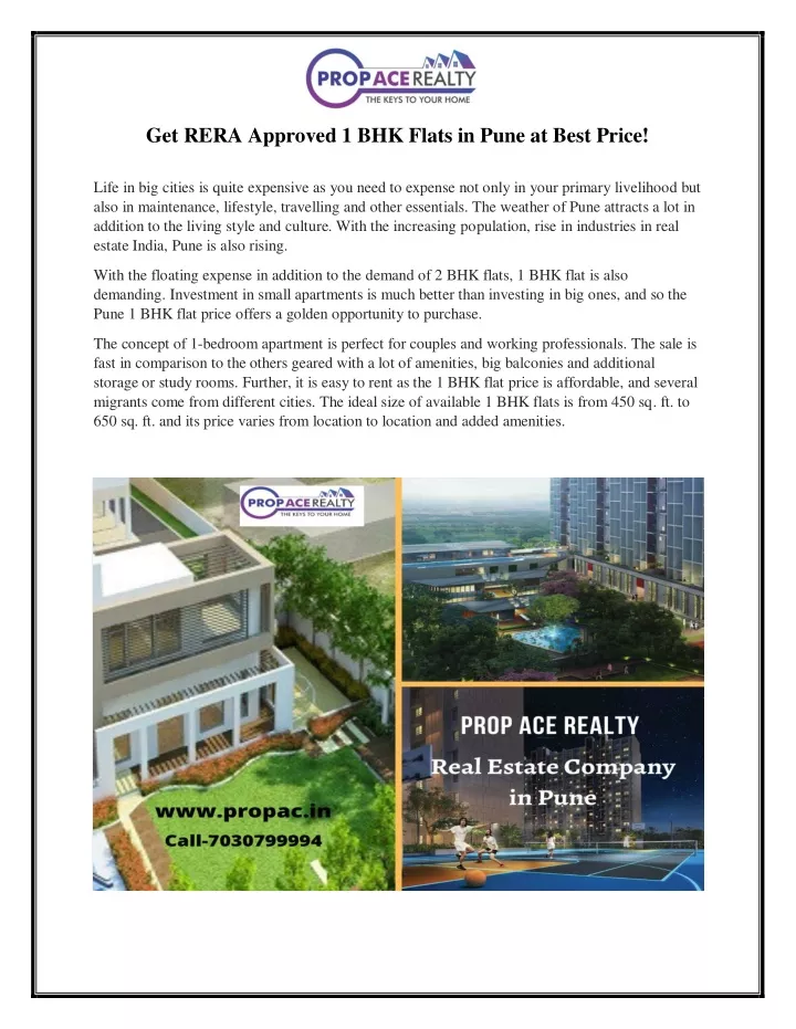 get rera approved 1 bhk flats in pune at best