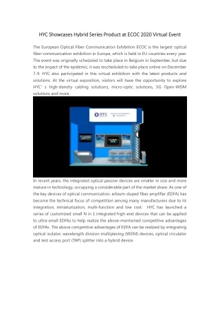 hyc s hyc showcases hybrid series product at ecoc
