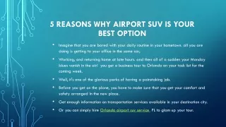 5 Reasons Why Airport SUV Is Your Best Option