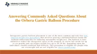 answering commonly asked questions about the orbera gastric balloon procedure