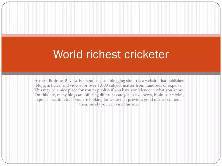 world richest cricketer