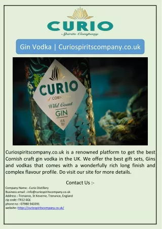 Gin Vodka | Curiospiritscompany.co.uk