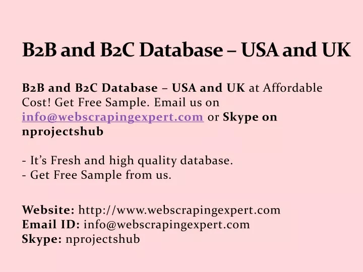 b2b and b2c database usa and uk
