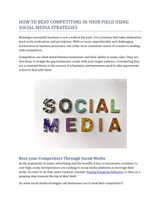 HOW TO BEAT COMPETITORS IN YOUR FIELD USING SOCIAL MEDIA STRATEGIES