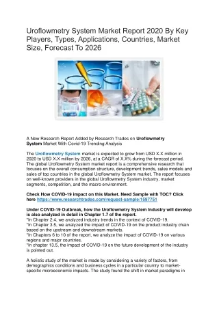 uroflowmetry system market report 2020