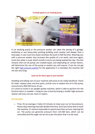 a simple guide to car washing pump