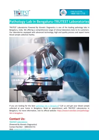 pathology lab in bengaluru trutest laboratories